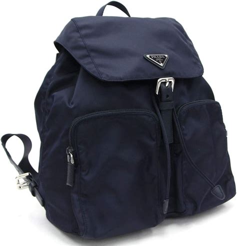 prada 1bz005|Prada Zainetto Navy Tessuto Nylon Leather Trim Backpack .